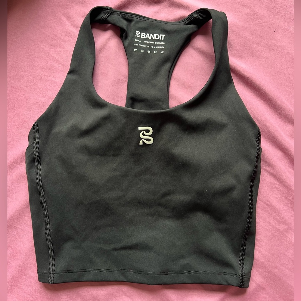 BANDIT stamina race scoop neck crop running tank/top